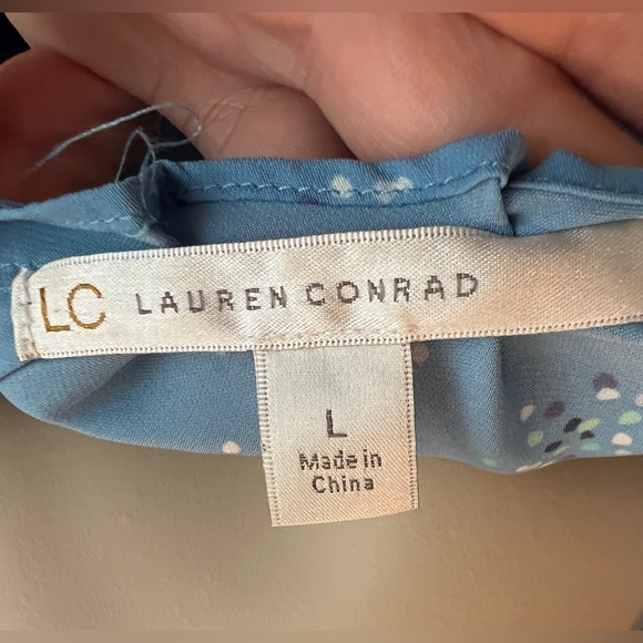 Lauren Conrad Tie Back Baby Blue Blouse Size Large - Picture 6 of 7